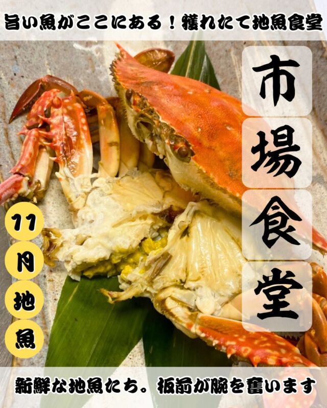 新鮮な地魚が自慢です！  旨い魚がここにある！獲れたて地魚食堂　　
【魚太郎本店 市場食堂】
獲れたての渡り蟹塩ゆで　単品880円税込～
お好きな定食と一緒に  ▷獲れたてだからこそのシンプルな塩ゆで
▷漁港で活きたままセリ落とす  ●愛知の名産　
渡り蟹は単品の塩ゆでの他、御膳のおすすめに
入ることが多いです。地元で獲れた新鮮な海の幸を
ここでしか味わえないおいしさをご用意します  渡り蟹の味噌汁はやっぱり旨い！
蟹の出汁が効いて香りも最高、自慢の地魚と
一緒に定食のお供にして下さい！  渡り蟹は蟹の中でも旨味がダントツに濃い。
たっぷりのほぐし身をとじた、とろとろの餡を
定食のご飯にトッピング。食べると確実にハマります  １１月からは南知多の代名詞
全国有数の漁場で水揚げされる
天然とらふぐのコースも始まります  一足先にてっさの単品はスタートしてます☺  魚太郎市場食堂では地元漁港で水揚げされる
天然もの地魚を提供することが命がけです！
刺身にも、煮魚にも鮮度にこだわる魚屋です  故にメニューはその日、獲れた魚によって変わります  三河湾を眺めてゆっくりとお食事をお楽しみいただける
【市場食堂】では　獲れたてを扱うのでどんな魚があるかは当日のお楽しみ。
これこそ、＼漁港直送／の証です  定食にプラスで選べる
魚屋のTKGも大人気！
◎名物エビフライ
丁寧に注文ごとにパン粉漬けして揚げたて熱々をご用意、プリプリの
身が最高です！自家製のみそだれは買って帰りたいとの声も多数！！  圧倒的な鮮度と、お客様へのおもてなしの心で
ご来店をお待ちしております。  ————————————
魚太郎本店
📌市場食堂（鮮魚市場の奥にあります）
⏰営業時間　平日：10:00-16:00（LO/15:00）
　　　土日祝　10:00-17:00(LO/16:00）
📞0569-84-8866
⚠鮮魚市場とは電話番号が異なります
📍　土日祝はご予約は致しかねます
平日はご予約可能です、お電話下さい📲  🐟毎日の水揚げによってメニュー内容は日替わりです
🐟ご用意がない場合はご容赦下さい
🅿600台無料
👉併設の　鮮魚市場には海産物が400種以上
名物のとろさばなどお土産に！
👉併設の　浜焼きBBQは年中無休・手ぶらでOK・予約なしOK  #魚太郎　#愛知おでかけ　#知多半島おでかけ　#愛知グルメ　#魚がおいしい店　
　#新鮮な刺身が美味しい 　#漁港直送　#おいしい魚が食べたい 　#煮魚がおいしい店　#海が見える食堂　#魚食堂　#魚太郎市場食堂